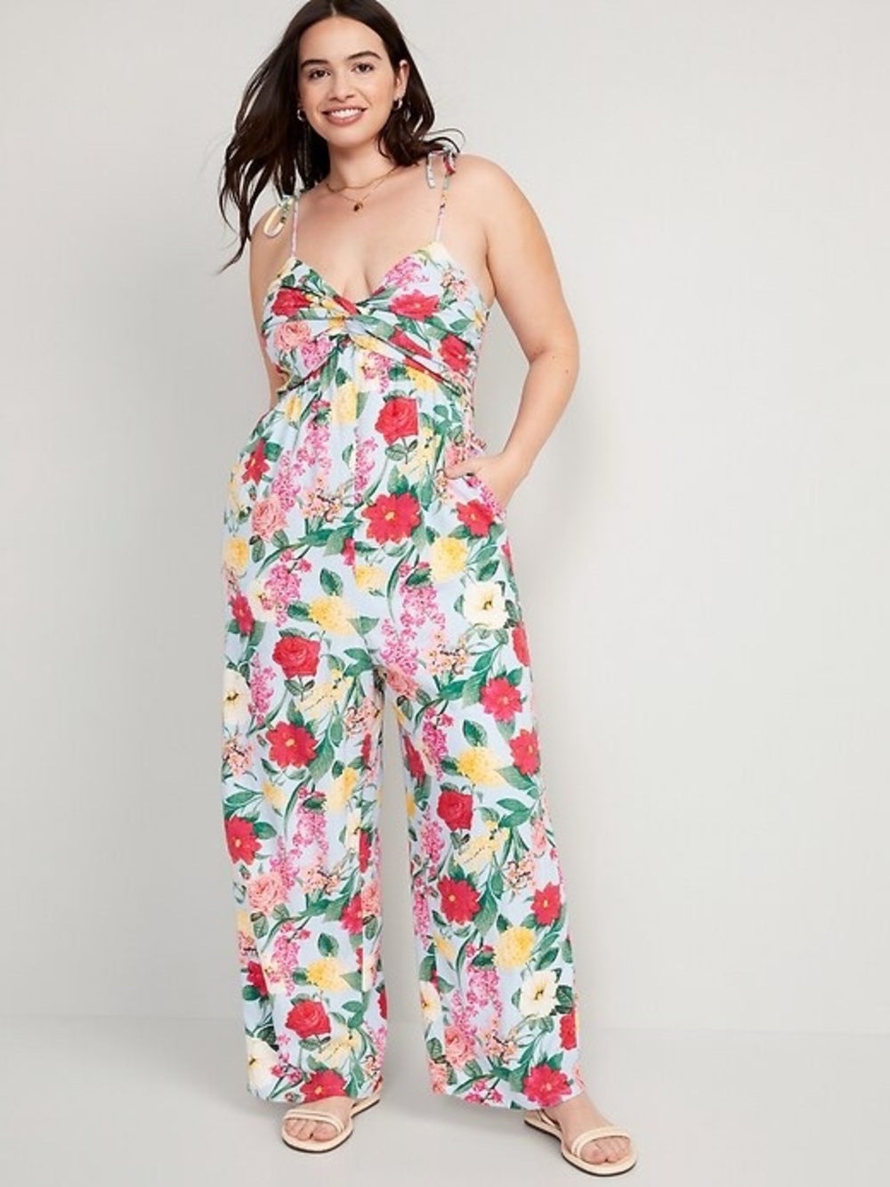 Old Navy Floral Tie-Shoulder Wide-Leg Jumpsuit XXL NWT